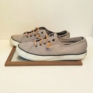 Sperry Gray Canvas Boat Loafer Topsliders - size 7.5